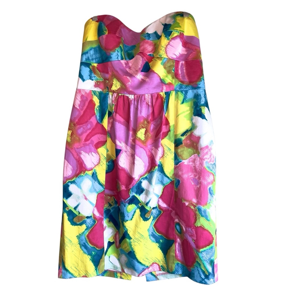 Donna Morgan Multicolor Floral Strapless Dress Sz 14